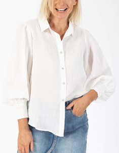 Blusa Elegante Informal de Verano para Mujer, Talla Grande, 100% Algodón, Antiarrugas, con Puños Fruncidos y Corte Curvo - Product Image 1