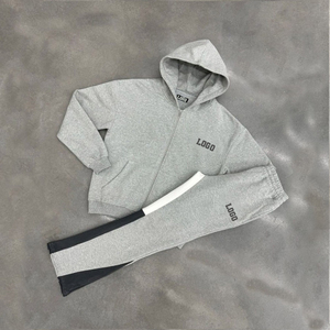 2025 Offre Spéciale hiver respirant Zip Hoodie Flare pantalons de survêtement ensemble de haute qualité 100% Polyester polaire évasé deux pièces ensembles unisexe - Product Image 2