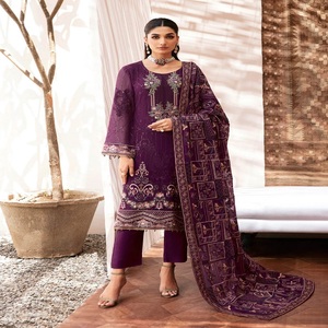 Trajes de gasa de lujo de diseñador pesado para mujer, vestido de fiesta Original paquistaní de marca, vestido Salwar Kameez listo para usar - Product Image 6