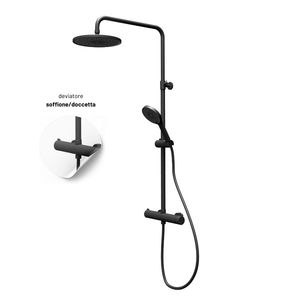 Colonna doccia con struttura in ottone telescopico atene con termostato finitura nera opaca set Hardware da bagno dotati di accessori - Product Image 6