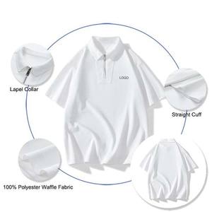 Polos pour hommes grande taille en coton polyester respirant avec logo personnalisé Chemises à col polo zippé avec logo personnalisé pour hommes - Product Image 2