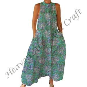 Combinaison décontractée d'été 100% coton, imprimé floral à la main, tissage doux avec fermeture éclair pour le printemps/été, adultes BPJS051 - Product Image 5