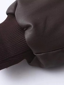 แจ็กเก็ตหนังสั้นลำลองสำหรับผู้หญิงขนาด XL เสื้อโค้ทพิมพ์ลายสำหรับขี่มอเตอร์ไซค์มีปกและซิป - Product Image 2