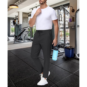 Pantalones de chándal antiarrugas para hombre con bolsillos, pantalones de entrenamiento para gimnasio, pantalones antiarrugas para hombre, pantalones teñidos lisos - Product Image 4
