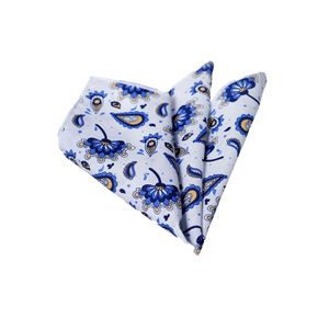 Blue and Yellow Shawl Patterned <b>Pocket</b> <b>Square</b> Elegant Handkerchief on <b>White</b> - Product Image 1