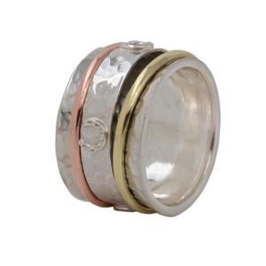 Anillos finos hechos a mano, hermosos anillos lisos de plata esterlina, joyería al por mayor para fiestas con latón y cobre en tres tonos - Product Image 3