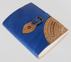 Journal de cahiers d'affaires promotionnels en cuir de chèvre souple bleu personnalisé vintage avec impression de Logo personnalisé - Product Image 2