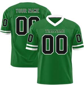 Camisetas de fútbol de poliéster transpirable personalizadas OEM manga de malla de secado rápido rayas Logo números nombre del equipo impresión sublimada - Product Image 1