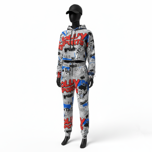 <b>Women</b> Premium Polyester Spandex <b>Fleece</b> 290 GSM Tracksuit <b>Grey</b> Red Blue Sublimation Print Custom Logo Tracksuits Plus size - Product Image 4