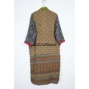 Kimono de Seda Hecho a Mano para Mujer, Bata con Cuello en V, Cordón Ajustable, Diseño de Patchwork, Transpirable, Suave y Lujoso para Primavera - Product Image 5