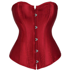Maroon Satin Corset Body Shaping Shapewear Waist Slimming Bustier Lingerie for Women <b>Sexy</b> <b>Gothic</b> Fashion Outfit - Product Image 1