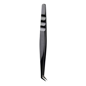 Eyelash Tweezers Curved Black <b>Powder</b> Coated & Tip Rose Gold <b>Titanium</b> Coated Custom Fiber Tip Lash Extension Tweezers - Product Image 4