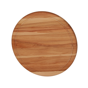 Tabla de cortar redonda de madera de haya de 35 cm con ranura para jugos, acabado con aceite vegetal, tabla para servir, venta al por mayor, logotipo personalizado - Product Image 1