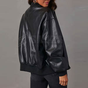 Blouson aviateur classique en cuir pour femmes veste de mode à fermeture à glissière durable pour toutes les tenues quotidiennes de la saison - Product Image 4