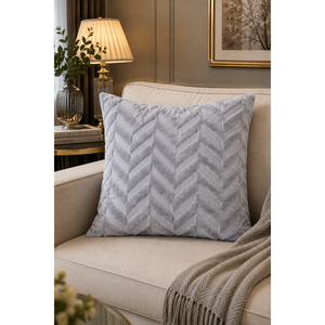Luxurious Geometric Zigzag Pattern Cushion Grey Pillow <b>Cover</b> 3D Stitching Washable Square <b>Sofa</b> and Hospital Use Elegant Style - Product Image 1