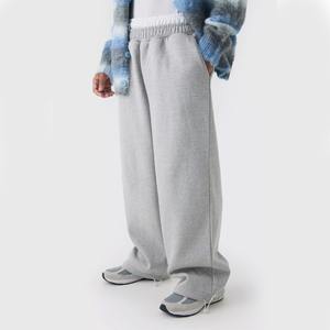 OEM Logo personnalisé vierge jambe droite double taille pantalon de survêtement lourd 400 Gsm polaire évasé gris jambe large pantalon de survêtement - Product Image 6