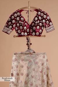 ชุดผ้าไหมส่าหรีปักลายสำหรับเจ้าสาวชุดปาร์ตี้สุดพิเศษอินเดีย - Product Image 6