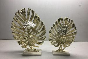 ของตกแต่งโต๊ะลายหินอ่อนและโลหะ,ของประดับโต๊ะโลหะสำหรับตกแต่งบ้านบนโต๊ะโรงแรมการออกแบบใบไม้ตกแต่งโต๊ะโลหะสีทอง - Product Image 4