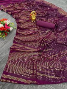 Sarees de collection ethnique en tissu Georgette de travail à séquence à la demande pour mariage et tenue de fête aux prix de gros - Product Image 4