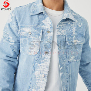 New Denim Suit Men Wholesale Windbreaker Jacket Ripped Retro Jacket a <b>Set</b> of Denim Two Piece Suit Jeans Jacket Pants <b>Set</b> - Product Image 4