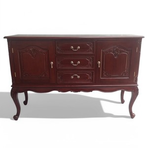 Armoire de rangement classique française en bois sculpté en acajou massif armoire de buffet de salon à 3 tiroirs pour la revente de bibliothèque de ferme - Product Image 1