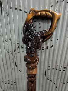 Bastón de Madera Tallado a Mano de Moda para Hombres y Mujeres, Diseño de Imitación Antigua, Patrón Sólido, Regalo para Senderismo - TAQI CRAFT - Product Image 4