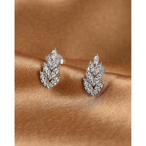 Compre Pendientes de Plata de Ley 925 de Primera Calidad para Mujeres y Niñas, Pendientes de Botón con Corte Marquesa y Princesa, Motivo de Gota de Agua Dorada - Product Image 2