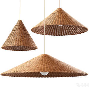 Ensemble de trois abat-jour en rotin faits à la main, écologiques, en osier et en bambou, luminaire suspendu pour plafond, décoration d'intérieur, style moderne - Product Image 1