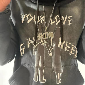 Lightweight Cotton Made Oversized Men Hoodies <b>Factory</b> Manufacturers Cotton Blended Men Puff Printing Hoodies - Product Image 4