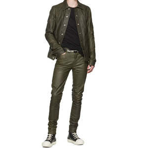 กางเกงหนังสลิมฟิตแฟชั่นสำหรับผู้ชายกางเกงหนังลำลองของแท้สำหรับผู้ใหญ่ - Product Image 4