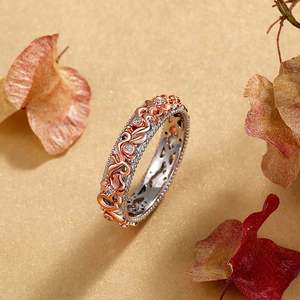 แหวนเพชรลายดอกไม้สองสีเจลิยาสำหรับผู้หญิง - Product Image 4