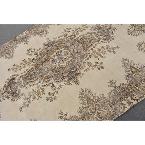 Traditional Beige Brown 6.4 X 9.2 ft Wool <b>Rug</b> Vintage Turkish Design Patchwork Latex for Living <b>Bedside</b> Hallway New Rectangle - Product Image 5