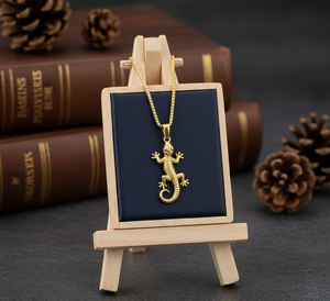 Collar de cadena de eslabones de rodio minimalista islámico colgante de Animal lagarto chapado en oro de 18 quilates uso diario tendencia regalo de moda hombres mujeres - Product Image 2