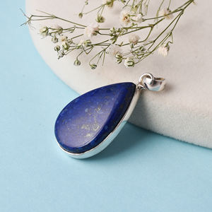Pierre précieuse naturelle Lapis Lazuli 925 pendentif en argent sterling serti de lunette pendentif à la mode pendentif classique pour unisexe. - Product Image 3