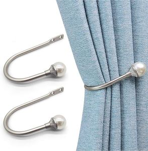 Exporting Best Quality Gritter Curtain Hold Backs U Shaped Pearl <b>Hooks</b> Wall Mounted Home Accessories Curtain Accessories - Product Image 1