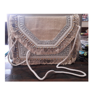 Indian Handcrafted Beaded Evening Clutch Bags Direct Factory Transfer Wedding Clutch Bags <b>Handbag</b> Bohemian Messenger Bag - Product Image 1