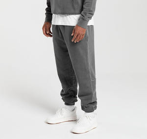 Pantalon de jogging ample et décontracté en molleton uni avec cordon de serrage, style streetwear, effet délavé, pour homme - Product Image 2