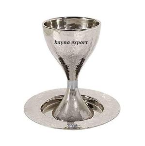 Kiddush Cup Stainless Steel Metal Hammered design wine <b>Goblet</b> <b>Glass</b> - Product Image 1