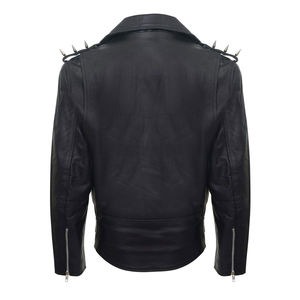 Veste en cuir véritable originale pour hommes, veste en cuir classique d'agneau à la mode, veste imperméable de moto motard - Product Image 4