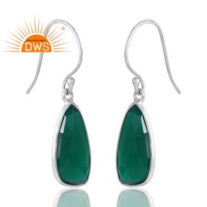 Boucles d'oreilles en argent sterling avec pierres précieuses en onyx vert naturel pour femmes, design fait à la main, fabricant de bijoux design personnalisé - Product Image 3
