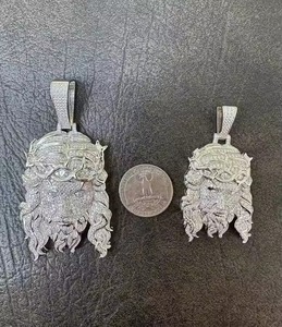 MOISSANITE Solid 925 Sterling Silver Rhodium Finish Jesus Fine Jewelry Pendants & Charms Solid Back 2 Sizes 1.5 & 2.5 - Product Image 1