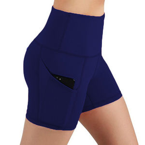 Navy Blue <b>Women's</b> High Waist Biker Shorts Pocket Gym Workout <b>Compression</b> Yoga Stretchable Breathable 100% Cotton Fitness <b>Tights</b> - Product Image 1