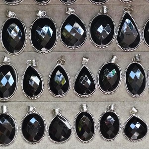Meilleure vente naturel noir Onyx pierre précieuse pendentif à facettes haute qualité véritable cristal Agate pour bijoux collier cadeau en gros - Product Image 2
