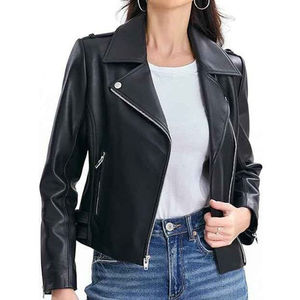 Nueva ropa informal con estilo, chaqueta de cuero de Color sólido para mujer, fabricación de la mejor calidad, chaqueta de cuero genuino para mujer - Product Image 5