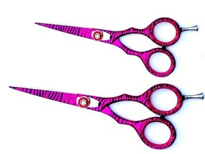 Professional Paper Coating Pink and black color scissors Stainless Steel Barber Scissors Hairdressing Scissors with Sharp Blade. - Product Image 6