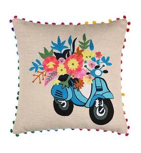 Exclusivo blanco Aari bordado algodón Scooter decorativo funda de almohada intrincado trabajo hecho a mano último diseño funda de cojín hogar - Product Image 2