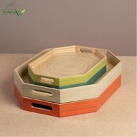Plateau octogonal moderne en MDF poli, fait main, léger, écologique, durable, imperméable, compatible lave-vaisselle, sans danger pour les aliments