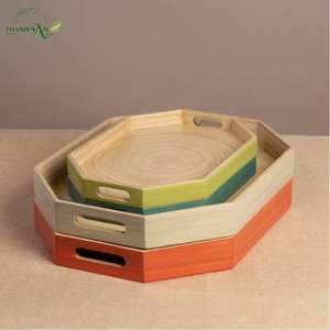 Plateau en bambou laqué octogonal moderne, fait à la main, léger, écologique, décoratif, pour un usage domestique - Product Image 6