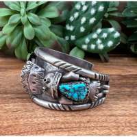 Brazalete Vintage Navajo de Turquesa y Plata de Ley, Joyería Cultural Coleccionable