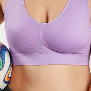 Diseño personalizado 2025 Ropa de mujer Sujetador deportivo Alta calidad Color púrpura claro Tejido elástico Secado rápido Sujetador deportivo para mujer - Product Image 3